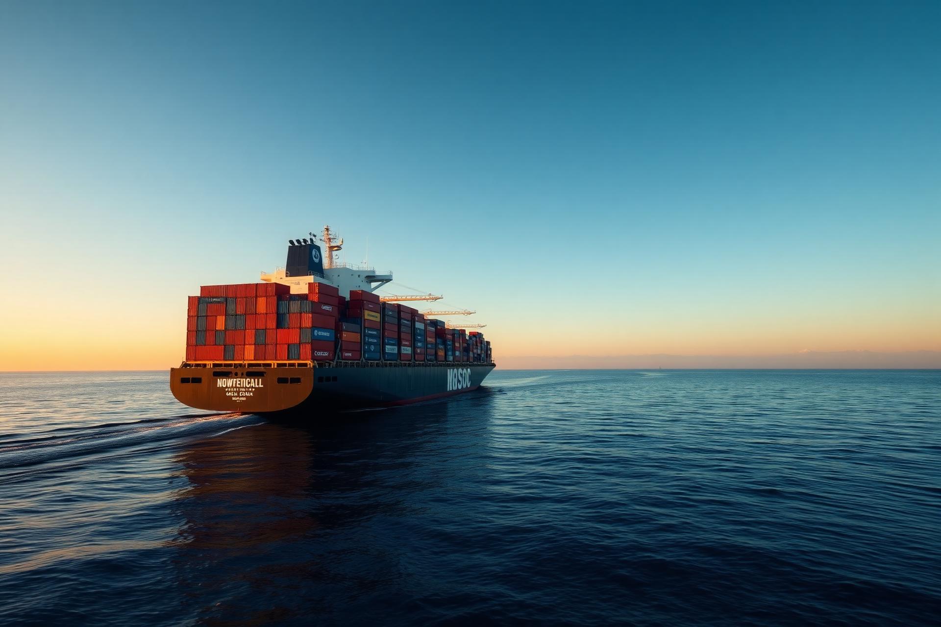 Cargo container ship at sea
